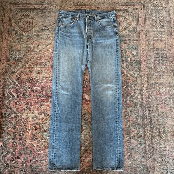 Levi's Original Button Fly 501 Straight Leg Jeans Size 32 - Picture 3 of 7